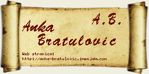Anka Bratulović vizit kartica